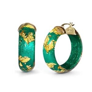 Elegant Green and Gold Hoop Earrings!! Hamilton Grace Designs